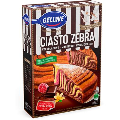 Gellwe Mix For Homemade Cake Baking Zebra Cake Chocolate-Raspberry-Vanilla Flavor 438 G