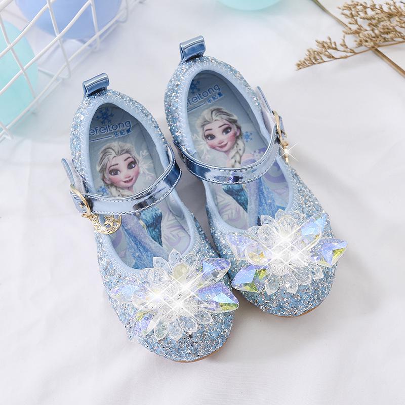 Elsa Princess Girls' Rhinestone Crystal Shoes – Summer/Fall Fashion, Soft Sole Flats