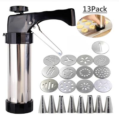 13pcs Premium Stainless Steel Cookie Maker Set - Baking Mold, Squeezer, and Piping Gun - Perfect for Homemade Cookie and Baking