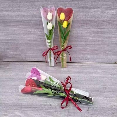 50pcs Single Flower Flower Packaging Bag Heart Shape Rose Packing Sleeve Bag  Valentine's Day
