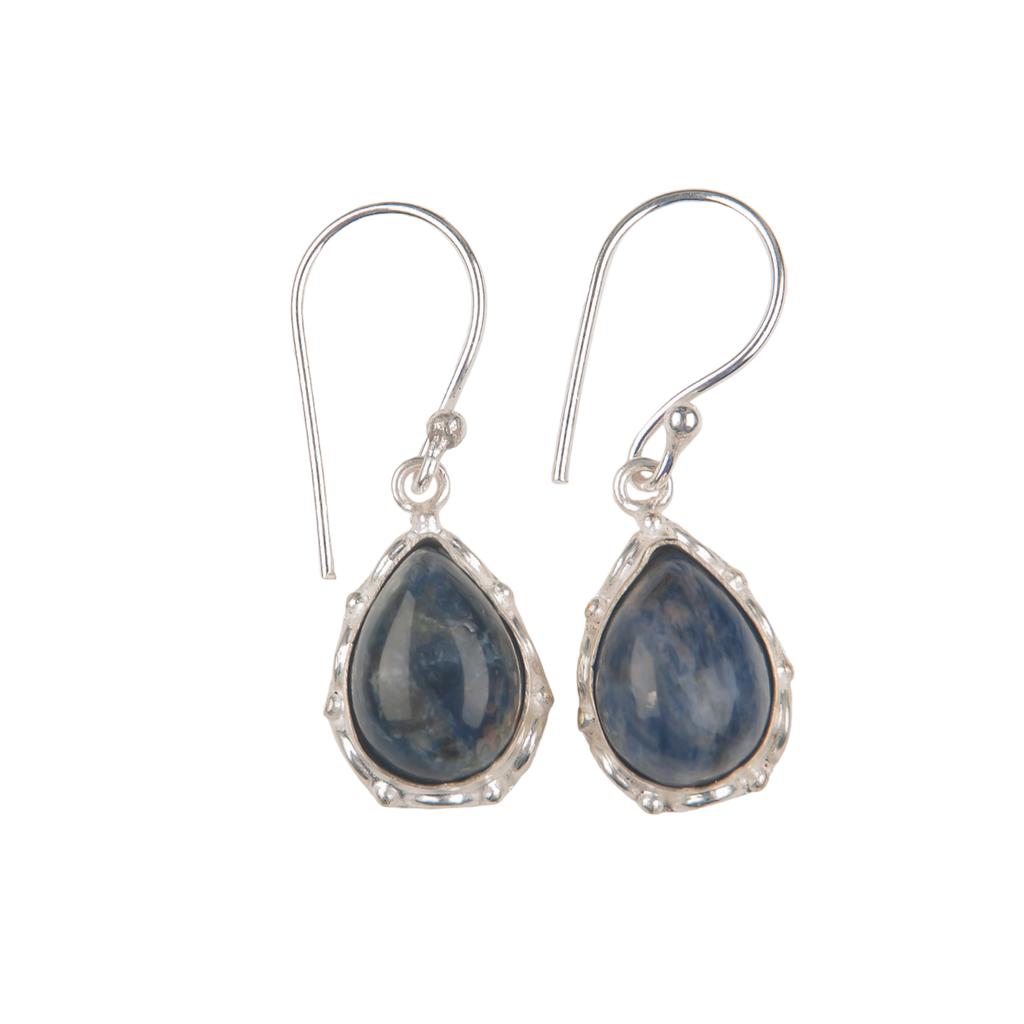 Natural Sodalite Gemstone 925 Sterling Silver Jewelry Handcrafted Earrings 1.30" EE-3-28