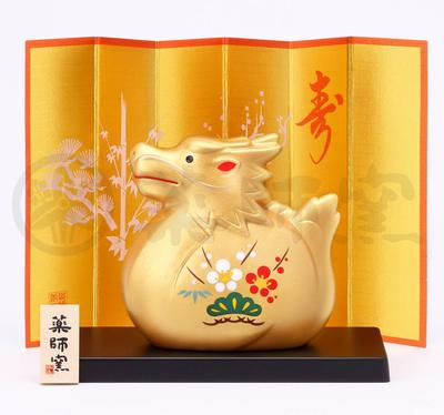 Yakushigama Aya Einladung Drache Gold Glück Shochiku Bai Tierkreiszeichen 2024 Tatsu Neujahrsdekoration Innenraum Glücksbringer (Abonnieren) [32]