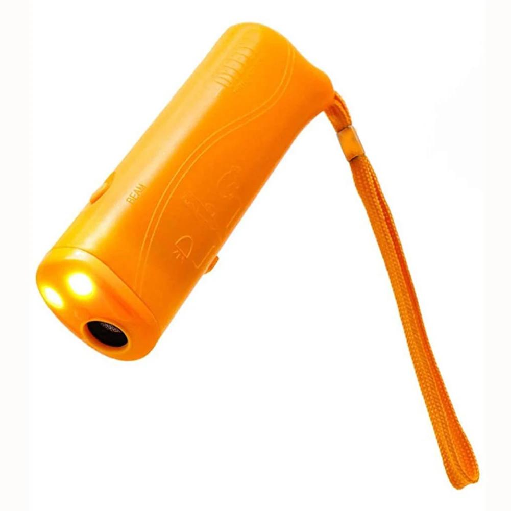 

Ультразвуковое оборудование против лая, пластиковое, со светодиодным фонариком, отпугиватель собак, тренажер для дрессировки собак, принадлежности для дрессировки домашних животных жёлтый