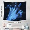VIKAMA Abstract HandPainted Blue Oil Painting Tapestry Wall Decor Aesthetic Bedroom Living Room Decor