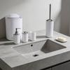 Solid Color Bathroom Accessory Set: 6-Piece Plastic Kit with Mouthwash Cup, Toothbrush Holder, Soap Dish, and Storage Containers.