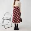 American Retro Plus Size Plaid Mid-Length Woolen Skirt - Stylish & Slimming Korean Trend