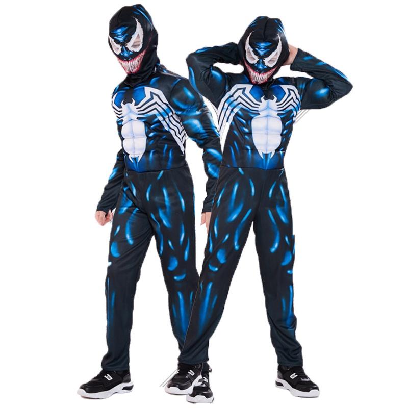 Lehký prodyšný dětský chlapecký cosplay kostým Venom Spider-man s dokonalým šitím