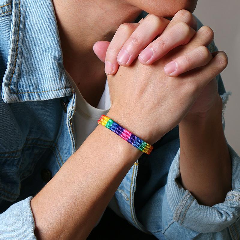 LGBTQ Rainbow Color Bracelets for Men Women,Adjustable Colorful Braided Rope Bracelet,Stylish Jewelry Gifts