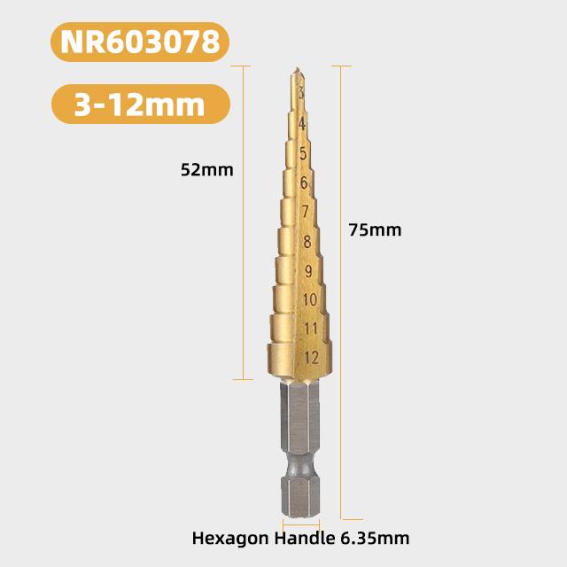 3pcs 3-12mm4-12mm 4-20mm 4-32mm Straight Groove Step Drill Bit Collection Titanium Coated Wood Metal Hole Chopper Core Drill Bit Collection