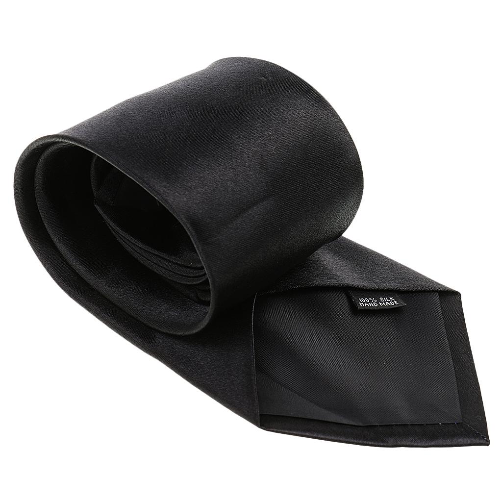 Men Polyester Soft Smooth Gorgeous Vibrant Necktie Black 59Inch