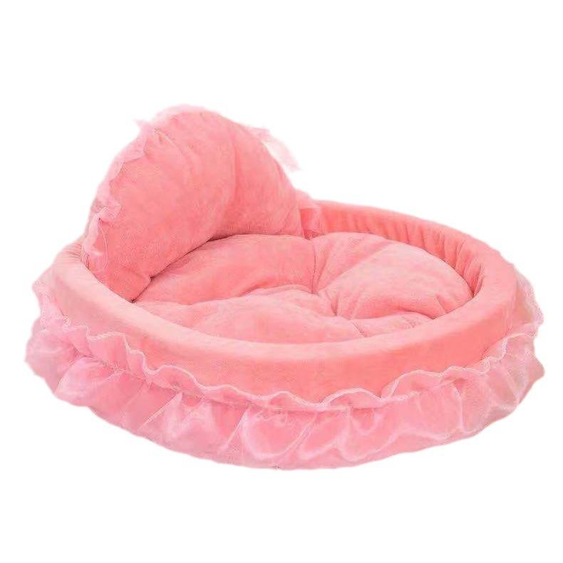 New Creative Doghouse Pet Bow Lace Princess Bed Oval Princess Nest Pet Dog Bed
