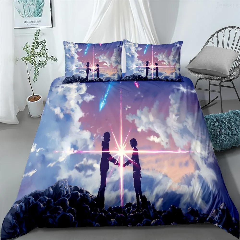 

Phechion Anime Your Name 3D Print Bedding Set Duvet Covers Pillowcases One Piece Comforter Bedding Sets Bedclothes Bed K214 EU single(135x200cm)