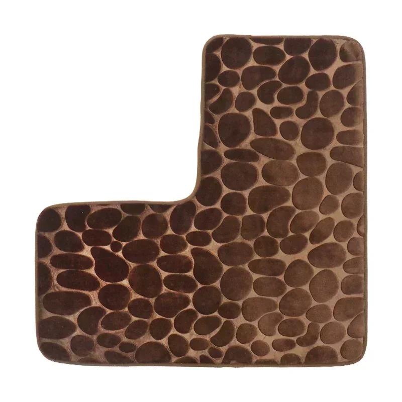 Tappetino Angolare a L per Bagno, Tappetino Antiscivolo a Forma di Ciottolo per WC, Morbido Assorbente Lavabile in Macchina, Tappetino per Pavimento, Angolo Vasca, Tappetino per Doccia