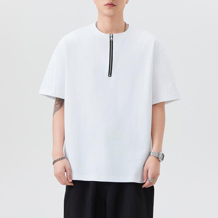 

Summer Heavy 300g POLO Pure Cotton Short-sleeved T-shirt for Gentlemen Loose Japanese Casual High Quality Durable Construction Practical Daily Use M белый