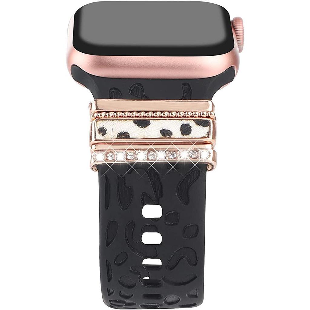 Trendy Silicone Strap for Apple Watch 8 & Samsung - Hot Accessory with Rings/Studs