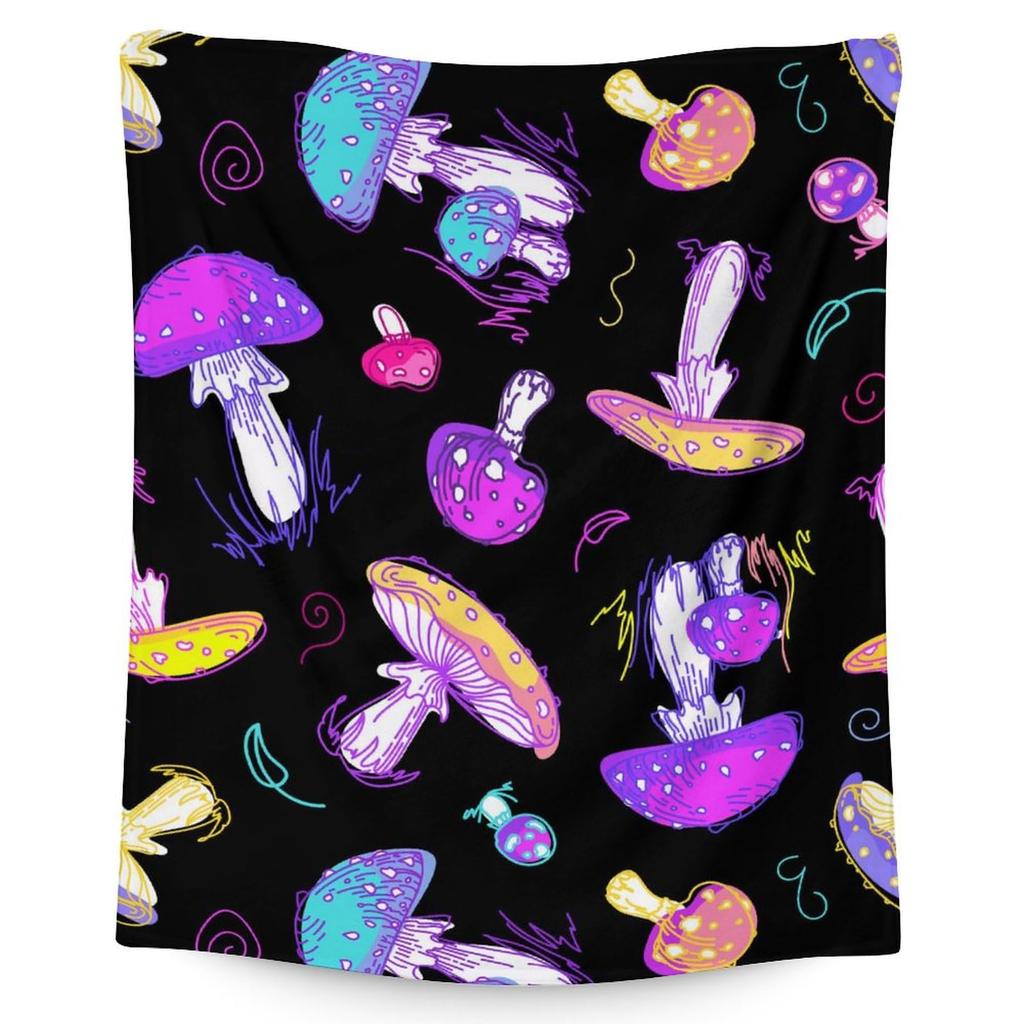 Mushroom Hippie Teppe Moth Gothic Witchy Flanell Teppe for All Season Sun Moon Fuzzy Soft Sofa Kontor Teppe