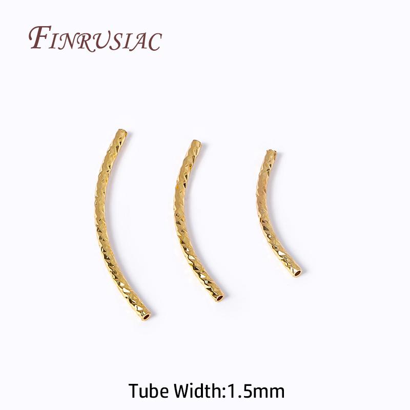 20/25/30MM Long Curved Tube Beads 18K Gold Plated Texture Tube Beads For DIY Bracelet Necklace Jewelry Making Supplies Accessory