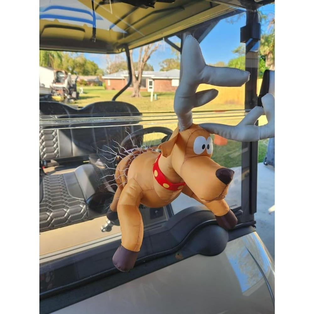 IN-STOCK 3D Crashing Santa Elk Animated Christmas Decoration, Funny Party Window Decoration Ornament with Glass Shard Sticker