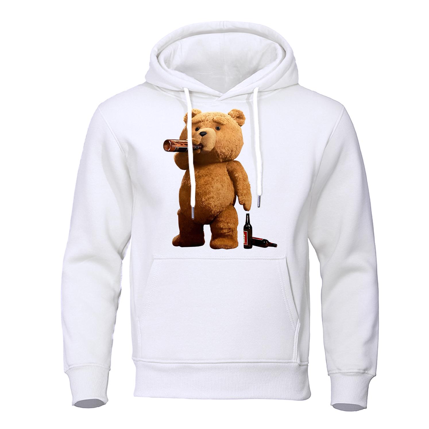

Мистер Тед Медведь Любитель Пива Печатные Толстовки Мужская Удобная Одежда Свободная Флисовая Одежда Уличная Одежда 3XL