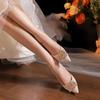 High Heels Women's White Wedding Dress Show Clothes Wedding Shoes Women's Spring New Thin Heels Pointed Temperament Single Shoes