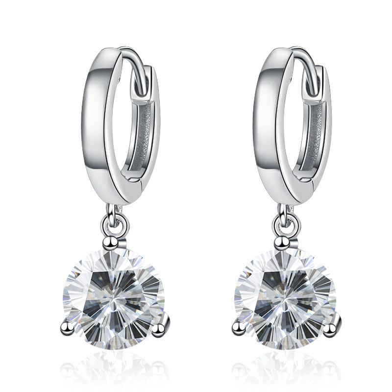1ct/ 2ct/4ct Moissanite Diamond Earrings S925 Sliver Orginal Drop Earring Wedding Bride Jewelry with for Women