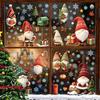 Reusable Static Decals Christmas Gnome Window Cling Waterproof Snowflake Glass Decal PVC Faceless Dwarf Sticker for Holiday Decoration Festive