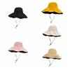 Solid Color Women Fisherman Hat Anti-Ultraviolet Foldable Wide Brim Sun Hat Adjustable Sunshade Sun Protection Hat
