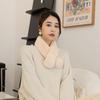 Women Winter Real Rabbit Fur Scarf With Button Fashion Female Warm Natural Soft Fur Scarves High Quality Neck Warmer Double ball