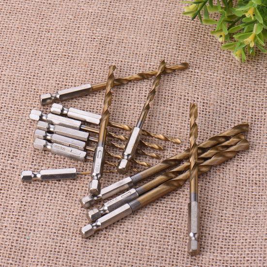 13Pcs HSS Hex Shank Drill Bit Set Quick Speed Change Titanium Coated Twist