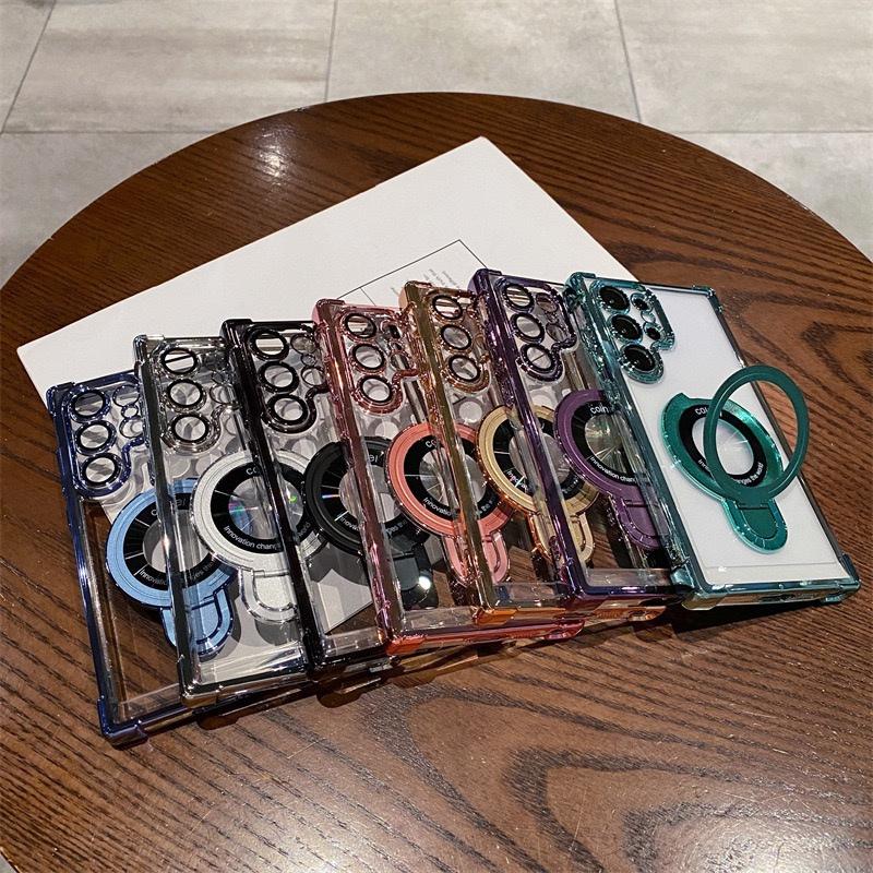 Luxury Transparent Shockproof Bracket Phone Case For Samsung Galaxy S25 Edge S24 S23 FE A06 A16 A26 A36 A56 A55 Silicone Cover
