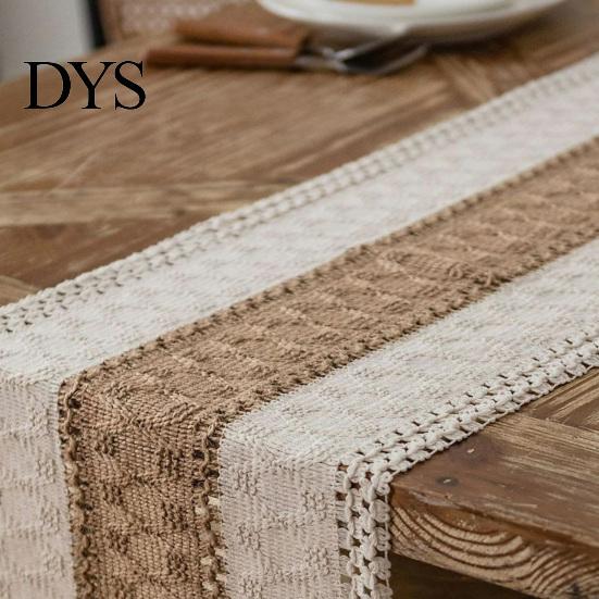 Waschbares Baumwoll-Leinen-Tischset Boho Tischläufer mit Quasten, Rustikaler Läufer, Gestreifter Vintage-Stil Wohnaccessoire Bauernhaus für Feiertagsparty Braut