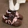 [Uncle Shoe] 2025 new retro brown autumn Korean version sports shoes platform inner height increase fashion moral training shoes women