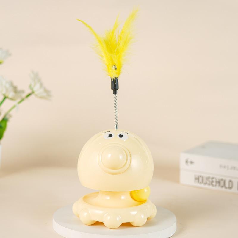 

Cartoon Octopus Cat Teaser Lick-a-Bunch Self-Amusing Jingle Bell Mint Ball жёлтый