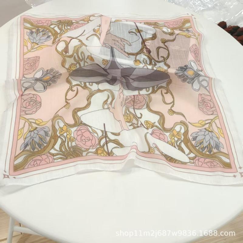 Fashion Tassel Cotton Linen Square Scarf Cute Versatile Thin Summer Decorative Shawl