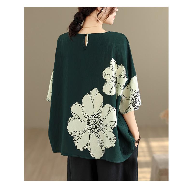 DIMANAF 2026 Summer Plus Size New T-Shirt Women Print Loose Casual O-Neck Casual Lady Tops Tees Shirts Oversize