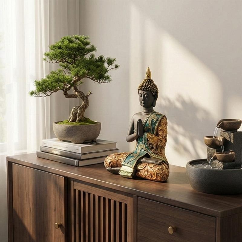 Thai Buddhist Sculpture Resin Craftsmanships Fengshui Decoration Piece Buddhas Statue For Indoor Spiritual Ambiances