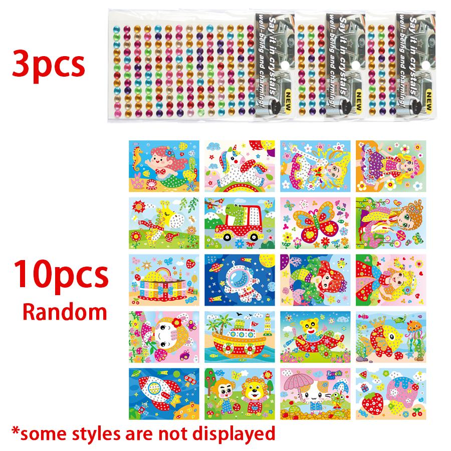 5/8/13pcs Cartoon Painting & Acrylic Crystal Colored Diamond Stickers Handmade DIY Art Birthday Gift Entertainment Supplies XJM