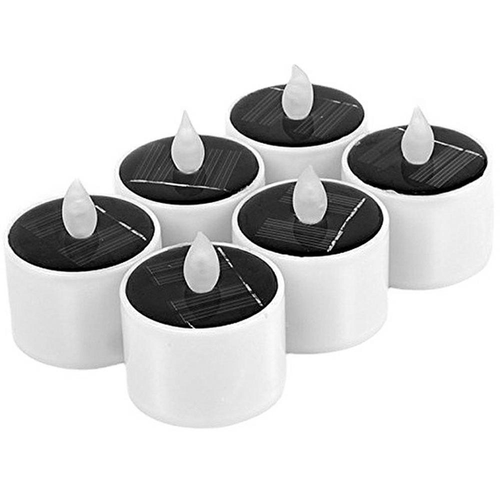 

6PCS Solar Powered Flameless Tealights LED Electric Tea Lights Fake Votive Candles C