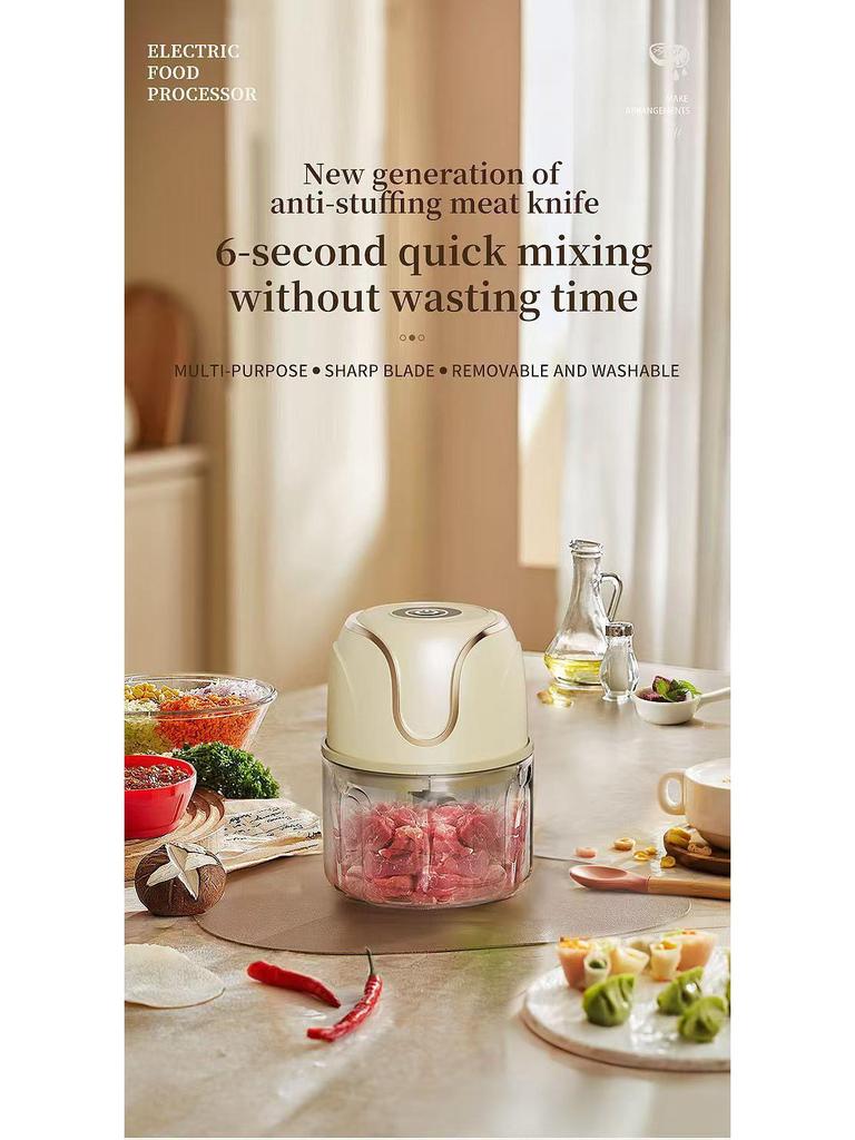 Portable Wireless Electric Meat Grinder & Garlic Masher - Mini Automatic Blender for Baby Food Processing