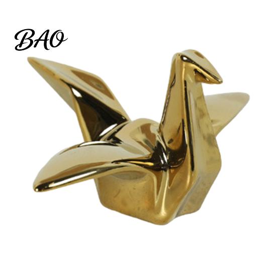 Sculpture Minimaliste Moderne Figurine Grues Origami Géométriques, Sculpture, Accent Finition Brillante pour Étagère, Créatif Nordique pour Bureau Bibliothèque Décoration de Maison