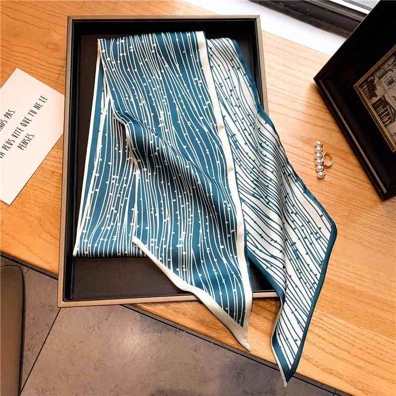 Luxury Long Silk Scarf Female Animal Horse Print Thin Narrow Scarf Bag Hair Band Ribbon Scarfs Women Neckerchief