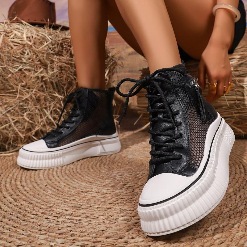 Fashion 2025 New Summer Thin Cold Boots Mid-tube Women's Breathable Boots Skinny Hollow Mesh Boots