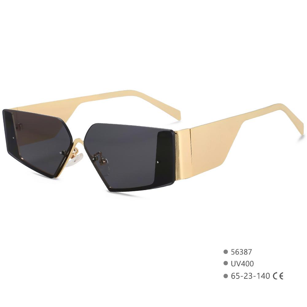 56387 Luxury Punk Rimless Sunglasses Women Brand Designer Half Frame Sun Glasses Men Goggle Shades Uv400 Fashion Black Eyewear