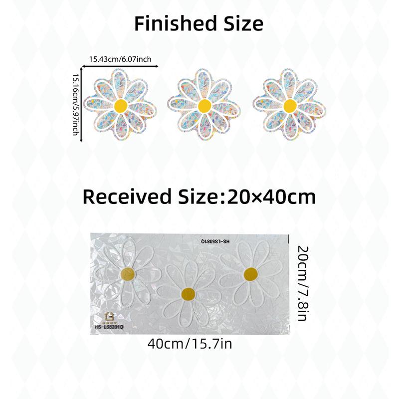 French Broken Daisy Static Window Clings, Laser Rainbow Light Suncatcher Window Decals for Home Decor