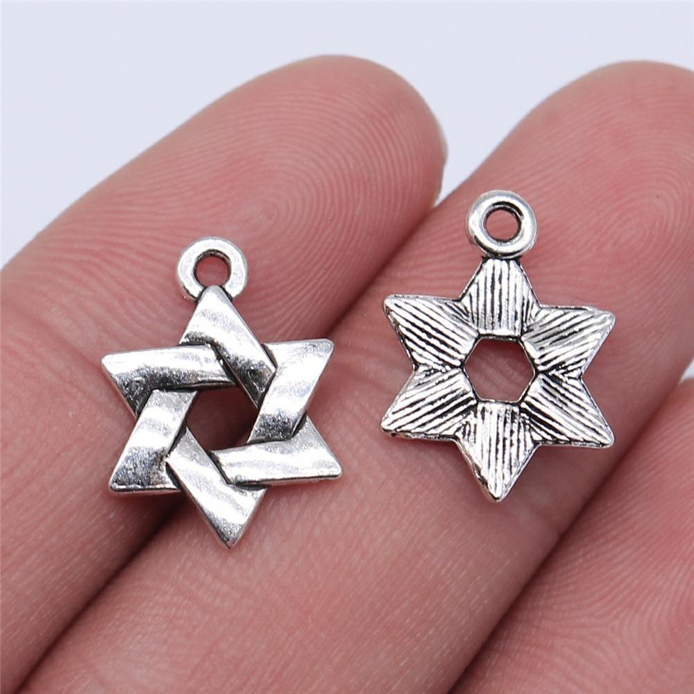 20pcs Star Of David Pendant Charms Antique Silver Color Star Of David Charms Jewelry DIY Star Of David Charms For Bracelet
