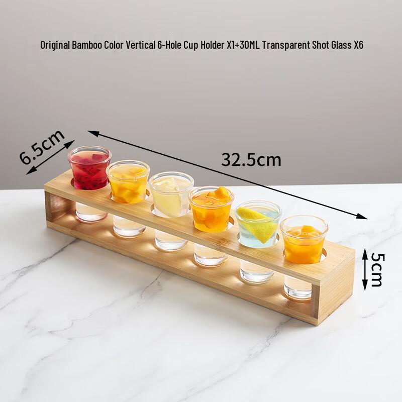 Bullet Shot Glass Set with Bamboo Rack