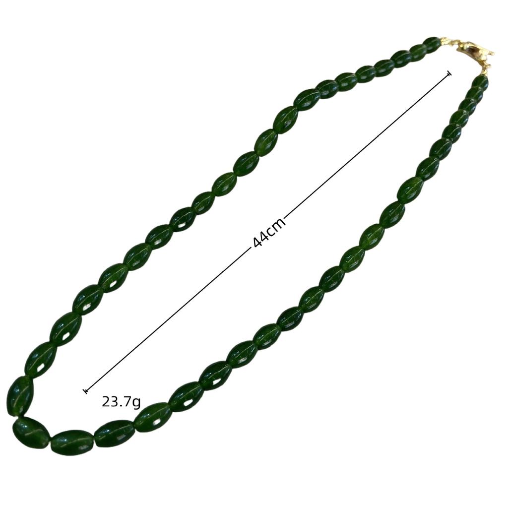 Retro Light Luxury High Sense Green Agate Stone Beaded Necklace Femininity Chinese Style Guochao Ethnic Style Cheongsam Collarbone Chain