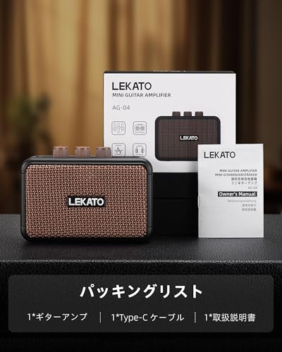 LEKATO 5W Electric Guitar Amplifier with Bluetooth, Clean/Overdrive, Two Sound Channels, Headphone Jack, and Japanese Instruction Manual for Home Prac