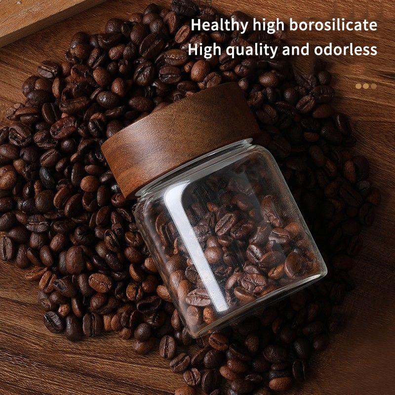 Mini Wood Lid Coffee Beans Storage Container Tube Kitchen Sealed Can Tea Spice Jars Single Dose Espresso Accessory Coffeware