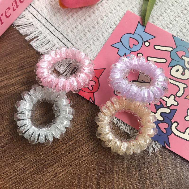 2024 Vynikající Elastická Gumička do Vlasů ve Světlé Barvě ve Stylu Telefonní Šňůry pro Svěží Dívčí Účesy